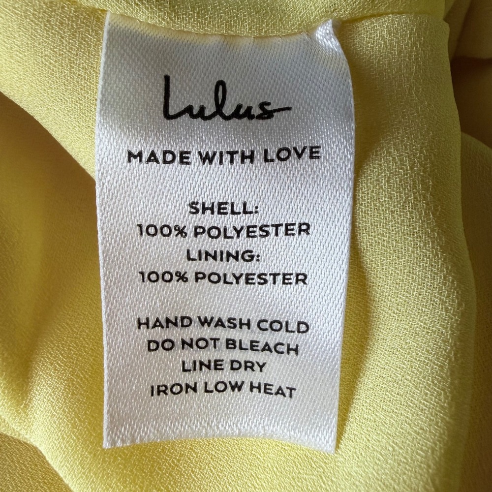 NWT Lulus Summer Invite Yellow Tie-Strap Tiered Midi Dress Size L - Picture 10 of 13
